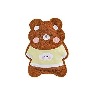 DieffematicRSD Warmwaterkruik Zachte warmwaterkruik met schattige fleece hoes Warme winterbenodigdheden Warmwaterzak for warm en koud kompres nek en schouder (Color : Brown)