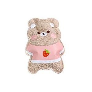 DieffematicRSD Warmwaterkruik Zachte warmwaterkruik met schattige fleece hoes Warme winterbenodigdheden Warmwaterzak for warm en koud kompres nek en schouder (Color : Beige)