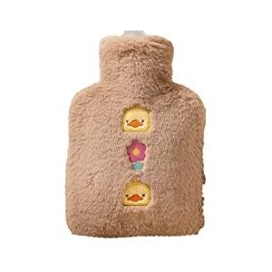 DieffematicRSD Warmwaterkruik Hot Water Fles for Bed Pluche PVC Leuke Herbruikbare Hand Voet Buik Warmer Draagbare Hot Water Zakken Pouch Gift (Color : Dark brown)