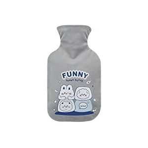 DieffematicRSD Warmwaterkruik Rubberen warmwaterkruik Cartoon bedrukte warmwaterkruik for krampen Leuke warme koude waterzak for menstruele krampen (Color : Gray)