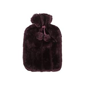 DieffematicRSD Warmwaterkruik Hoes for warmwaterkruik Pluizige hoes Huid Natuurrubber Pompom Winter Nepbont Warme grote warme handtas (Color : Purple)