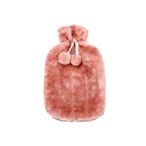 DieffematicRSD Warmwaterkruik Hoes for warmwaterkruik Pluizige hoes Huid Natuurrubber Pompom Winter Nepbont Warme grote warme handtas (Color : Pink)