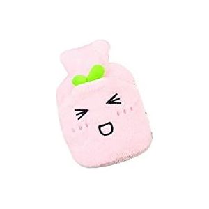 DieffematicRSD Warmwaterkruik Waterinjectie PVC Warmwaterkruik Cartoon Gezicht Winter Verdikte Pluche Hand Voeten Warmer Verwijderbare Wasbare Waterfles (Color : Pink)