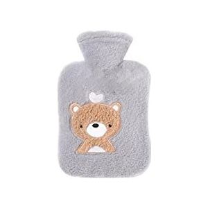 DieffematicRSD Warmwaterkruik Warmwaterzak Lekvrij waterinjectieontwerp Anti-brandwonden Warme buik Leuke cartoon pluche warmwaterkruik for op kantoor (Color : Gray)
