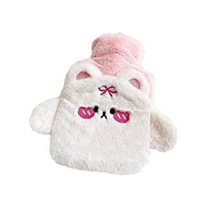 DieffematicRSD Warmwaterkruik Herbruikbare Winter Warme Warmte Handwarmer PVC Stress Pijnbestrijding Therapie Warmwaterkruik Zak met Gebreide Zachte Konijn Gezellige Hoes (Color : Beige)
