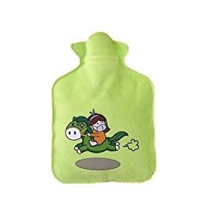DieffematicRSD Warmwaterkruik Warmers Warmwaterkruik Rubberen tas Leuke cartoon Warme ontspannende veilige warmte Koude grote pluche doek Warmwaterzak (Color : Green, Size : 150ml)