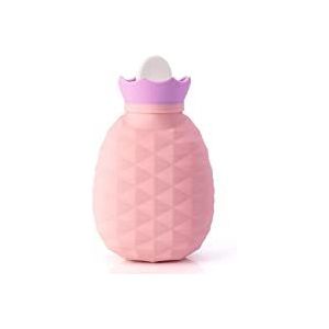 DieffematicRSD Warmwaterkruik Silicagel handwarmer heet water navulbaar Ananasvormige warme kruik waterinjectie warm warm houden (Color : Pink)