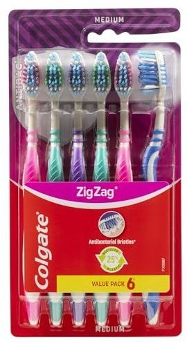 Tandenborstel - Zig Zag - Multicolor - Verpakking van 6 Stuks