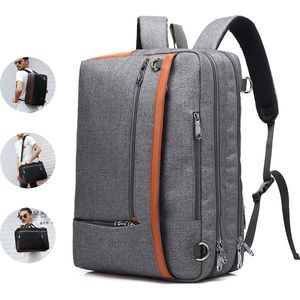 Converteerbare rugzak - grijs - 15,6 inch - laptoptas - schoudertas - multifunctionele zakelijke aktetas - vrijetijdshandtas - reisrugzak - voor heren/dames