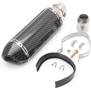 Scooter uitlaten - Koolstofvezel Uitlaatdemper - 37cm Demper - met Verwijderbare DB-Killer - voor crossmotoren, straatfietsen, scooters, ATV's, quads en elke andere fiets met een pijpdiameter van 38-51 mm