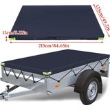 ELUTO Aanhanger afdekzeil met elastisch koord - 215x125x13 cm - met reflecterende strepen - Donkerblauw
