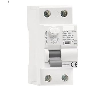 Elektromagnetische aardlekschakelaar type A RCD AC ELCB 2-polig 40A 63A 30mA 100mA 300mA RCCB 1 stuk (kleur: 30mA, maat: 2P 63A)