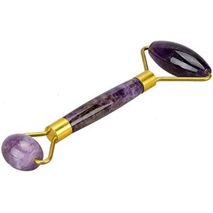 Amethist steen gezicht massager paars jade roller schrapen tool afslanken massage gereedschap 1 stuk (kleur: roller met doos)