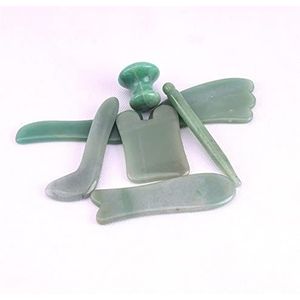 Groene aventurijn jade guasha set gereedschap facelift massage kristal energie steen traditionele schraper set voor lichaam massager 1 stuk (kleur: hart vorm)
