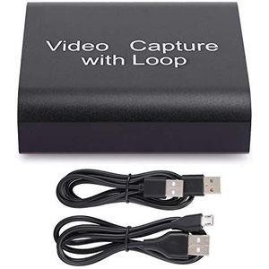 KIKYO Capture Card, USB3.0 Video Capture Card met Loop Out, HDMI 4K Ultra HD Capture Card Fit voor Game Console PS4/PS3/ One Live Streaming (zwart)