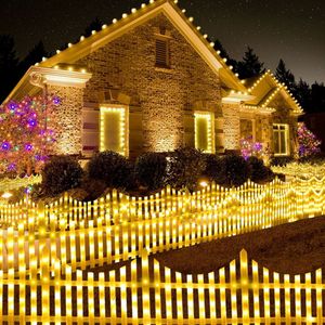 Kerstverlichting, Kunstkerstboom Decoraties, 8pcs/1 Set Fence Railing gekleurd licht, Outdoor afstandsbediening kerstboom hek lichten kerst kerstversiering, Lumières d'allée de Noël