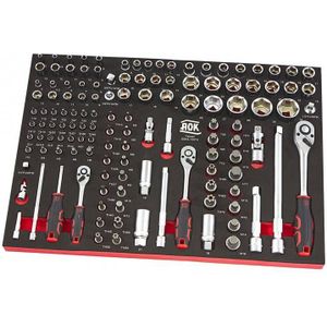 AOK Professionele 130 Delige 1/4, 3/8, 1/2 inch Doppenset Foam Inlay