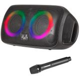 Wave 59999 Party Speaker/Karaoke Machine, draagbare luidspreker met karaoke microfoon en LED-licht, 60 W, zwart