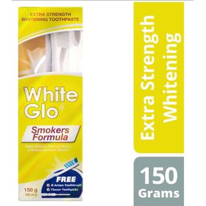 White Glo - Smokers Formula - Tandpasta - 150 g - Whitening - Tandenborstel en Tandenstokers