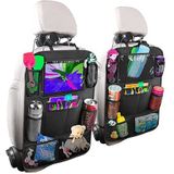 BillyBath Auto-organizer voor kinderen, 2 stuks, opbergaccessoire voor in de auto, transparant 10-vaks, met tablethouder, zwart