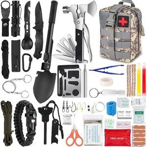 ULTRA-COMPLETE Survival Kit + Eerste Hulp Kit | Filterrietjes - Mini Vouwschep - Kompas - Multifunctionele Tang - Mes - Vuurstick - Militaire Gereedschappen & Accessoires