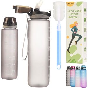 Sportwaterfles 1 liter, BPA-vrij, je ultieme hydratatie-expert met geïntegreerd rietje en praktische tijdmarkeringen om fitness in stijl te ontdekken