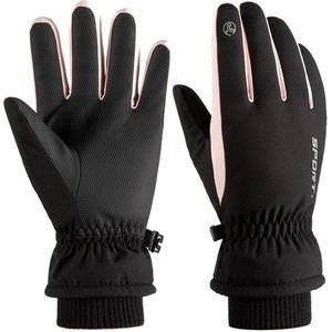 Winterhandschoenen voor Dames (kleur : Roze + Zwart) - Warme Skihandschoenen - Touchscreen-handschoenen - Winddicht Sporthandschoenen - Antislip Fietshandschoenen - voor Hardlopen,Motorfiets,Fietsen, Wandelen