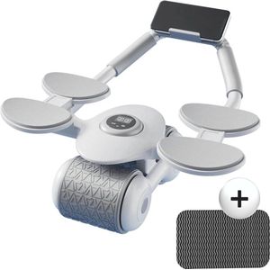 Premium AB Roller-Automatisch rebound buikwiel met elleboogondersteuning - Ab Roller voor krachttrainingsapparatuur - Buikoefenwiel voor thuisgymnastiek met dubbel wiel - Core Workouts voor Heren en Dames-ZilverZilver