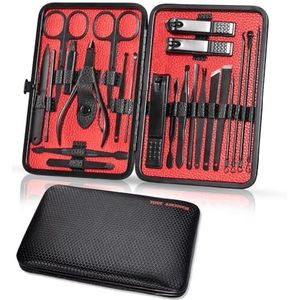 Manicure set nagelset 23-delige pedicure set nagelknipper roestvrij staal draagbare nagelschaarset met PU lederen tas nagelverzorgingsset professionele all-round hand voetverzorgingsset voor dames en