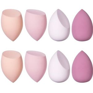 Carehabi Beauty Blender, 8 stuks spons, foundation, make-up, voor foundation, vloeibare poeders, enz., make-upspons, verkrijgbaar in 3 vormen, paars (roze)