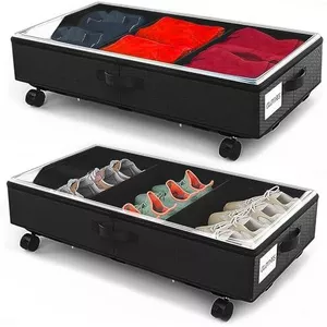 Hübsch 300603 Opbergbox op wieltjes - L30xB51xH30cm - Metaal - Grijs