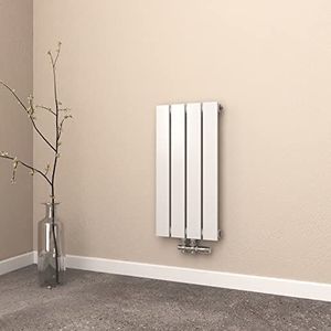 EMKE Design radiator, 300 x 600 mm, wit, eenlaags radiator, klein, voor badkamer en woonkamer, platte radiator, paneelradiator, badkamerradiator, middenaansluiting