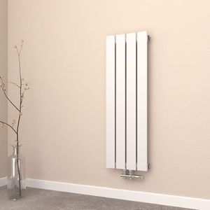 EMKE Kleine radiator, 900 x 300 mm, platte radiator, eenlaags, verticale radiator, plat paneelradiator, middenaansluiting, wit, 403 watt