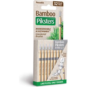 Piksters Bamboe Rechte Ragers - Maat 0 X - Fijn Donkergrijs - 32 stuks