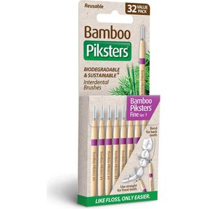 Piksters Bamboe Rechte Ragers - Maat 1 - Fijn Paars - 32 stuks