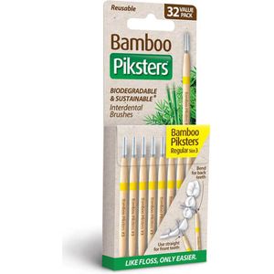Piksters Bamboe Rechte Ragers - Maat 3 - Geel - 32 stuks