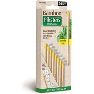 Piksters Bamboe Ragers Hoek - Maat 3 - Geel - 24 stuks