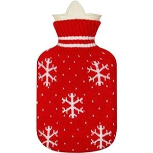 Warmwaterkruik Warmwaterzak Met Sneeuwvlokrode Hoes Zachte Warme Warmwaterkruik, Voor Pijnverlichting Gezellige Nachten In De Nek Kruik Warm Winter (Color : Rot, Size : 32 * 20 cm)