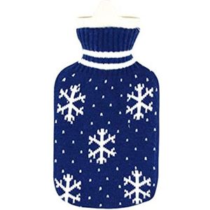 Warmwaterkruik Warmwaterzak Met Sneeuwvlokrode Hoes Zachte Warme Warmwaterkruik, Voor Pijnverlichting Gezellige Nachten In De Nek Kruik Warm Winter (Color : Blu, Size : 32 * 20 cm)
