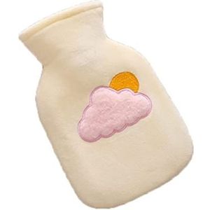 Warmwaterkruik Warmwaterkruik Met Fleece Wolken Cover Warmwaterzak Voor Pijnbestrijding Nekrug Hoofdpijn Gezellige Nachten Kruik Warm Winter (Color : D, Size : 500ML)