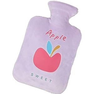 Warmwaterkruik Warmwaterkruik Met Fleece Vruchtenhoes Warmwaterzak Voor Pijnverlichting Nekknusse Nachten Kruik Warm Winter (Color : D, Size : 250ML)