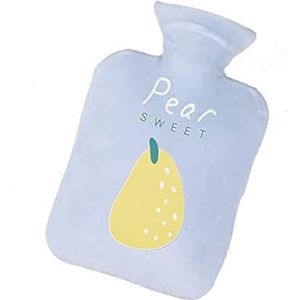 Warmwaterkruik Warmwaterkruik Met Fleece Vruchtenhoes Warmwaterzak Voor Pijnverlichting Nekknusse Nachten Kruik Warm Winter (Color : A, Size : 250ML)