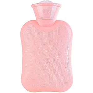 Warmwaterkruik Draagbare Waterfles Tas, Handwarmer Warmwaterkruik Voor Bed Nek En Schouder Pijnverlichting Kruik Warm Winter (Color : Pink, Size : 500 ml)