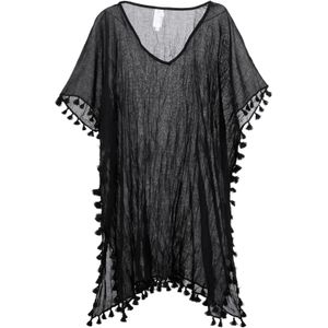 Seafolly Strandtuniek met Kwastjes Zwart
