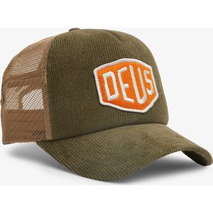 DEUS Shield Cord Trucker Olive - One Size - Trucker Cap - Pet Heren - Pet Dames
