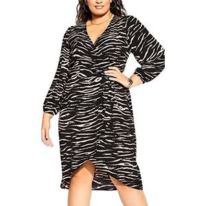 CITY CHIC Luxe Plus Size Damesjurk, Zwarte Tijger, 42 Grote Maat, Zwarte tijger