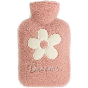 Warmwaterkruik Warmwaterzak Voor Warm En Koud Kompres Met Bloemdeksel, Warmwaterkruik Voor Reizen En Pijnverlichting Kruik Warm Winter (Color : Pink)