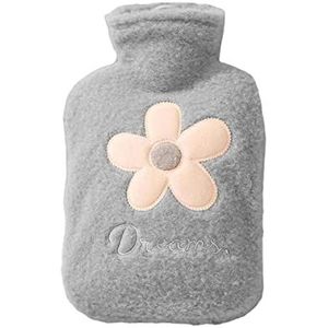 Warmwaterkruik Warmwaterzak Voor Warm En Koud Kompres Met Bloemdeksel, Warmwaterkruik Voor Reizen En Pijnverlichting Kruik Warm Winter (Color : A)
