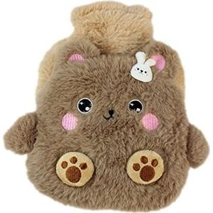 Warmwaterkruik Warmwaterzak, Dubbele Zak Pluche Zak, Warmwaterkruik Met Een Schattige Pluche Hoes Voor Het Verlichten Van Menstruatiekrampen Kruik Warm Winter (Color : Brown, Size : 21 * 21cm)