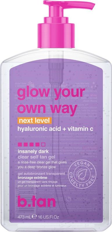 B.tan - Glow Your Own Way - Next Level - Insanely Dark clear self tan gel - 473 ml